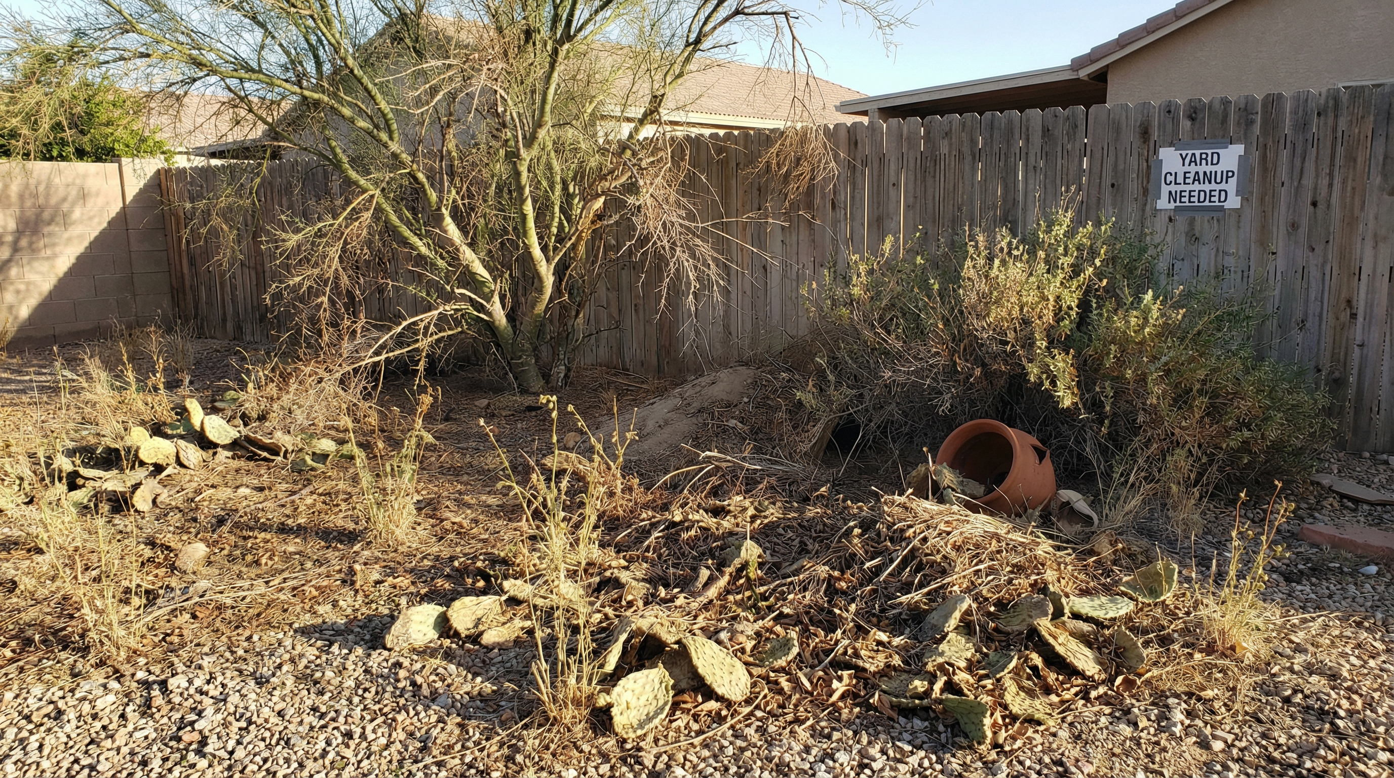Arizona Yard Before Cleanup
