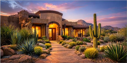 Phoenix metro area landscape design with palo verde tree and contemporary xeriscape style